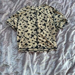 Cow Print Short Sleeve Top